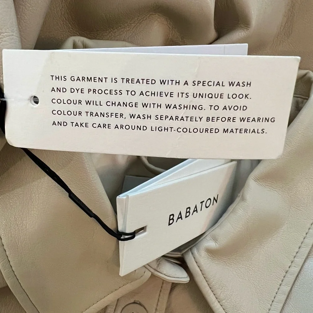 Aritzia Babaton PELLI Faux Leather Shacket NWT – Sand White XL